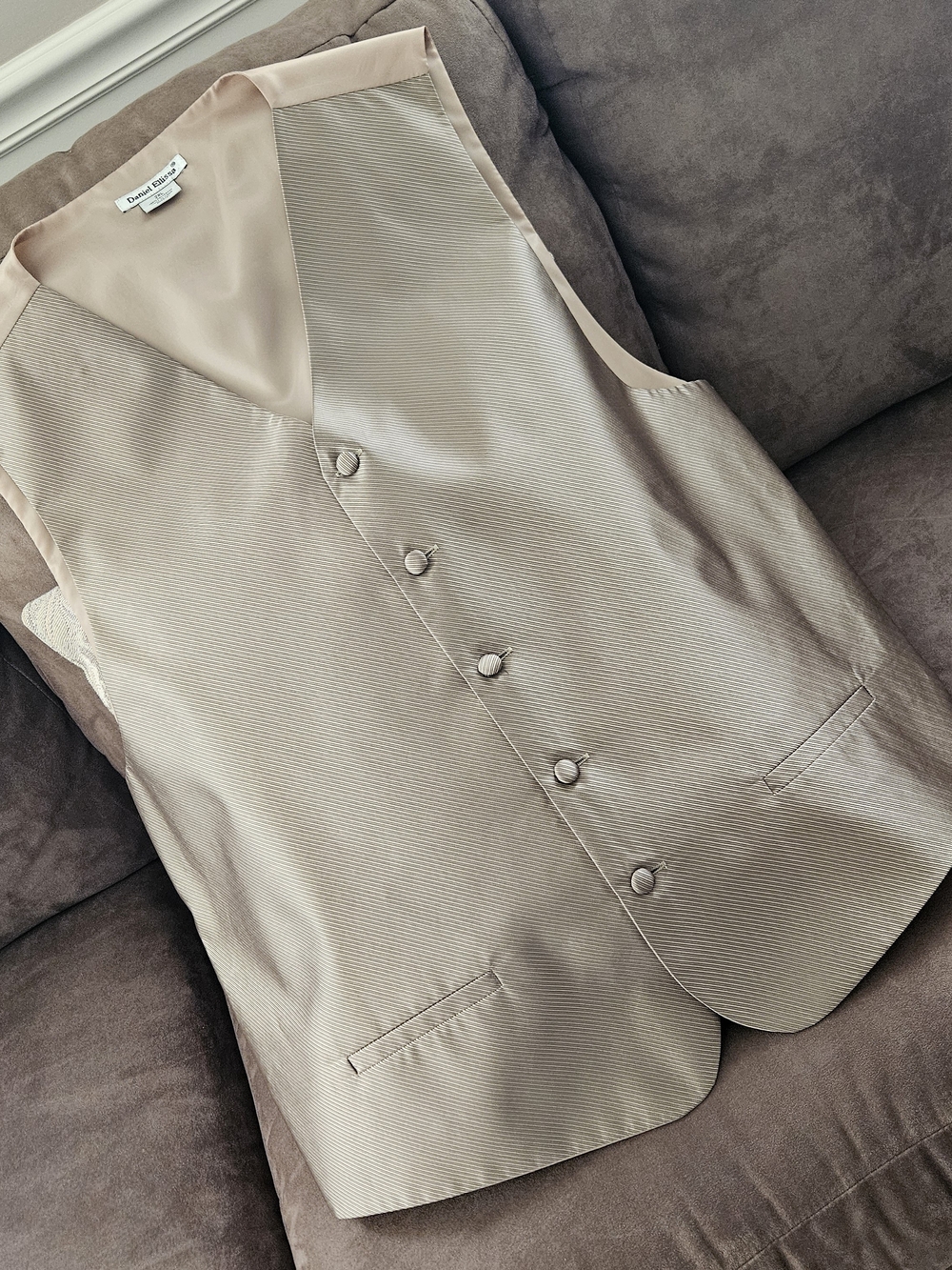 DANIEL ELLISSA Classic Men's Beige Dress Vest Sz 2XL